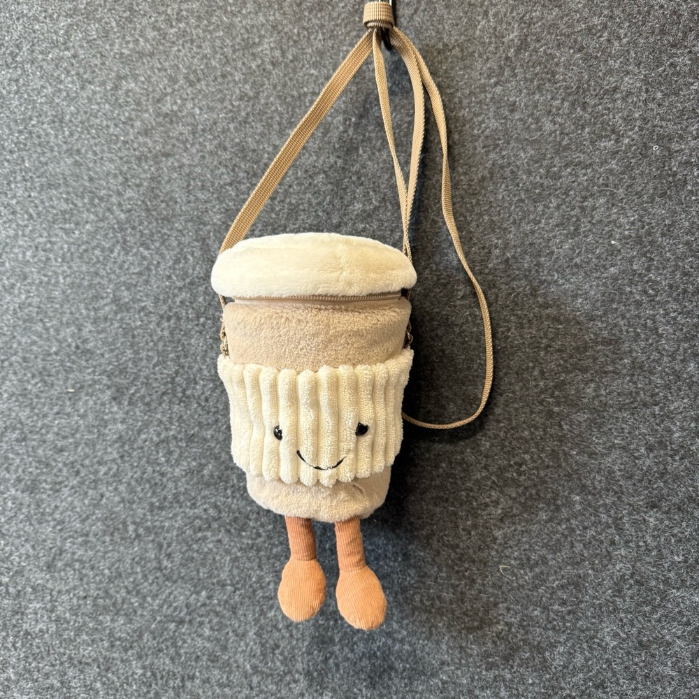 Jellycat Plush Latte Bag with Smiling Face